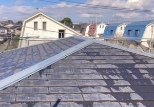 千葉県四街道市　K様邸　屋根塗装・外壁塗装・防水工事　施工前の様子、足場設置 (1)