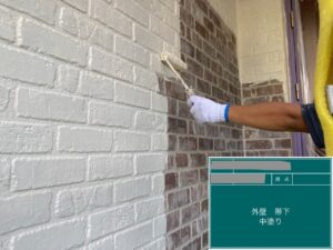 千葉県千葉市稲毛区　K様邸　外壁塗装、帯下の中塗りを行いました！（1）