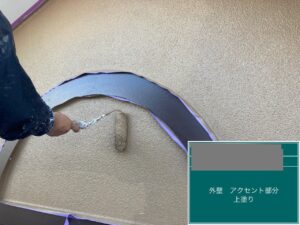 千葉県四街道市　O様邸　外壁塗装　アクセント部分、上塗り（2）
