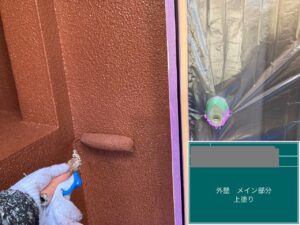 千葉県四街道市　O様邸　外壁塗装　メイン部分、上塗り（2）
